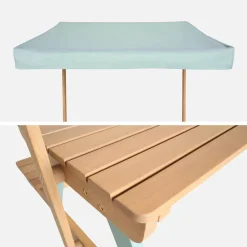 Mesa de picnic de jardín infantil de madera con sombrilla, 2 plazas