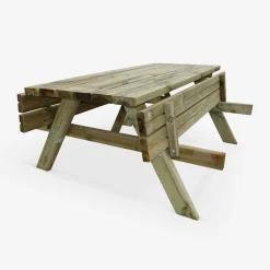 Mesa de picnic de madera de 6 plazas , set de 4