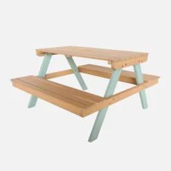 Mesa de picnic infantil de madera de acacia, 4 plazas
