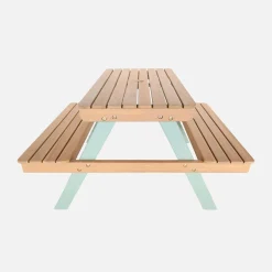 Mesa de picnic infantil de madera de acacia, 4 plazas