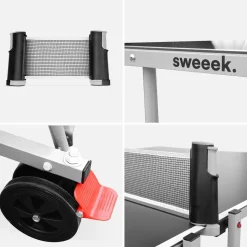 Mesa de ping pong exterior plegable con 2 raquetas y 3 pelotas, 274cm