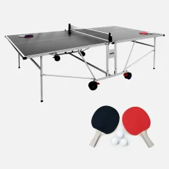 Mesa de ping pong exterior plegable con 2 raquetas y 3 pelotas, 274cm