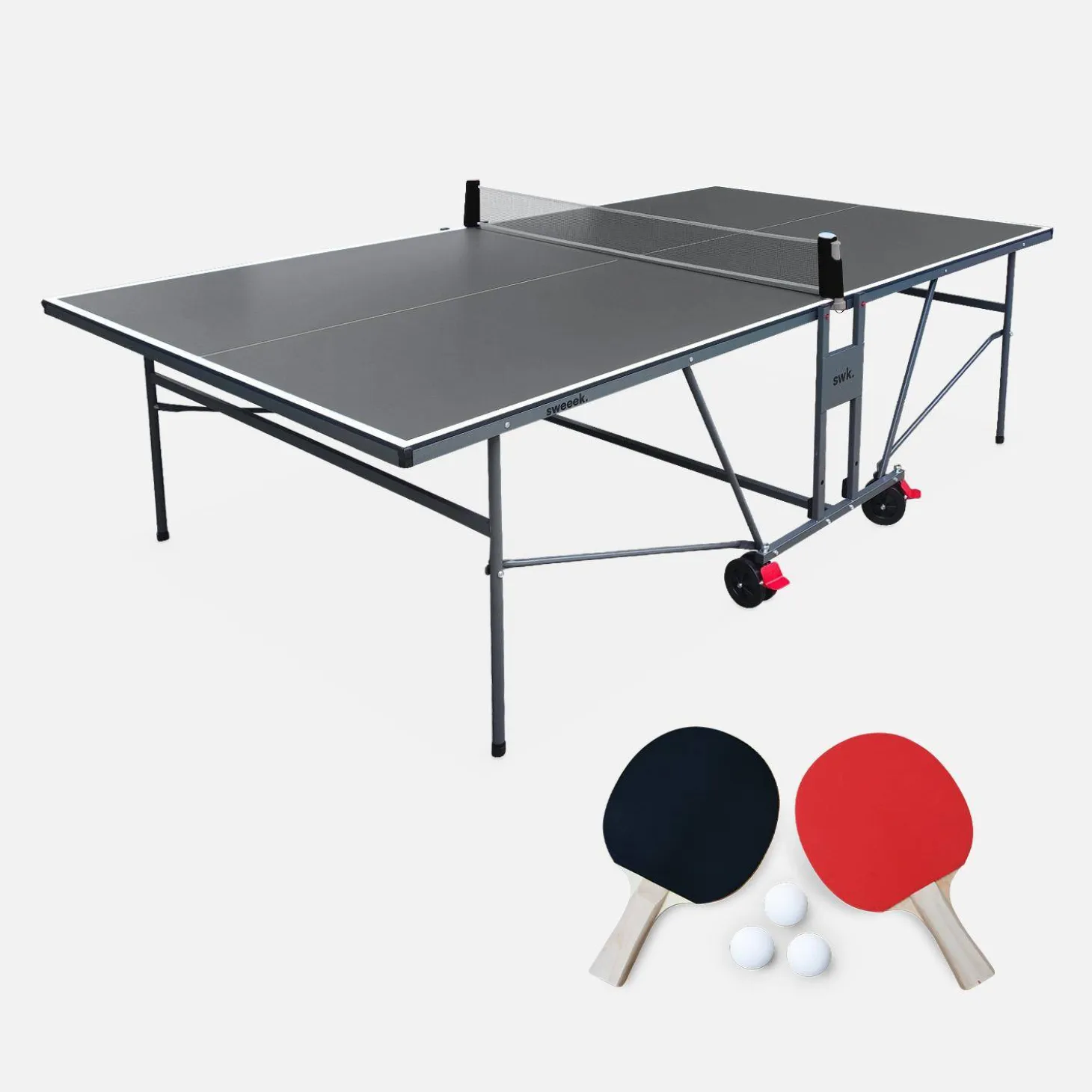 Mesa de ping pong exterior con 2 raquetas y 3 pelotas, 274cm + funda de PVC