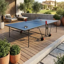 Mesa de ping pong interior plegable con 2 raquetas y 3 pelotas, 274cm