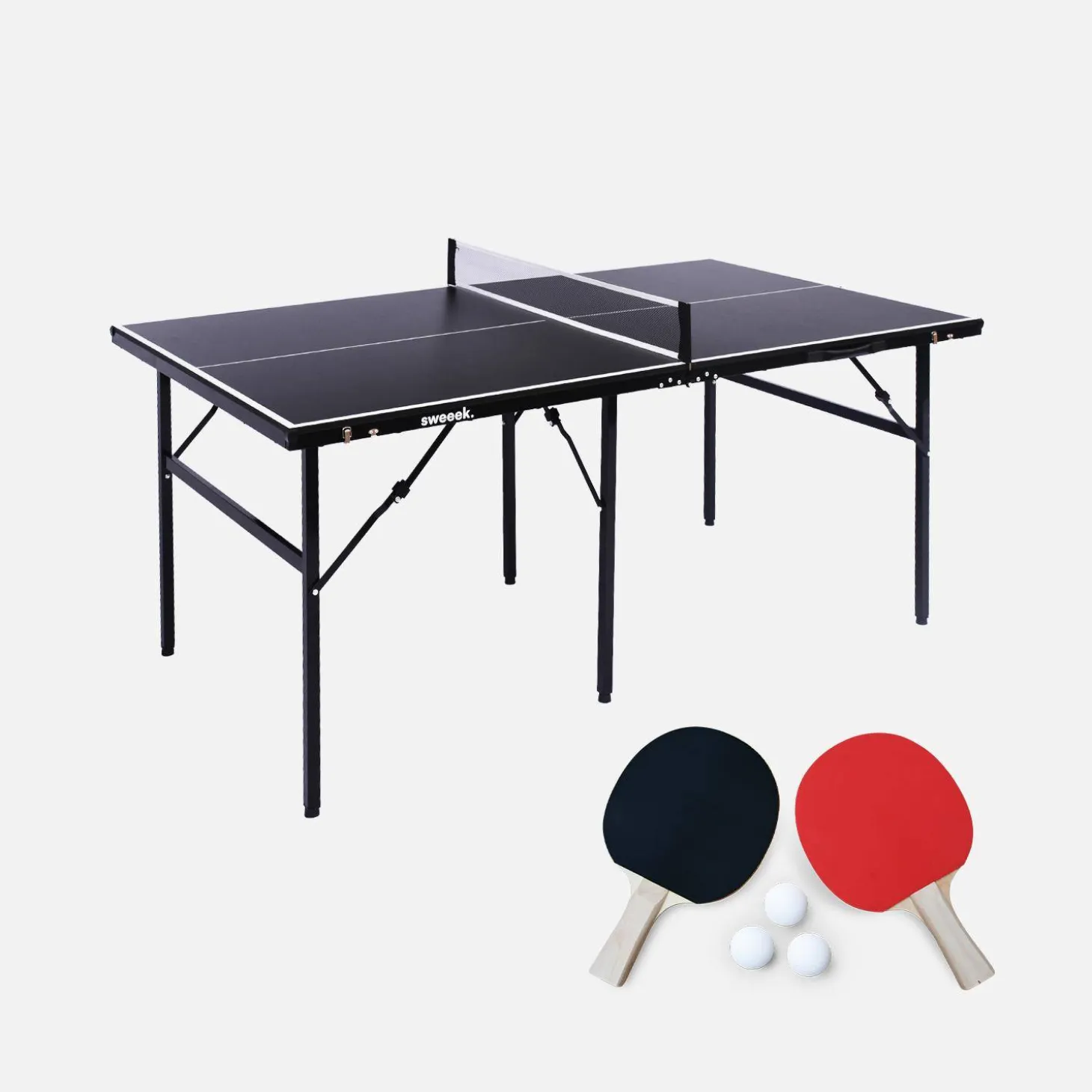 Mesa de ping pong plegable para interior con 2 raquetas y 3 pelotas, 180cm