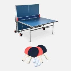 Mesa de ping pong plegable para interior con 4 raquetas y 6 pelotas, 274cm