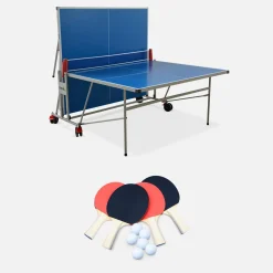 Mesa de ping pong plegable para exterior con 4 raquetas y 6 pelotas, 274cm