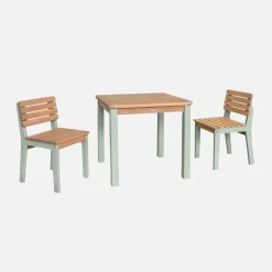 Mesa infantil de madera interior/exterior con 2 sillas