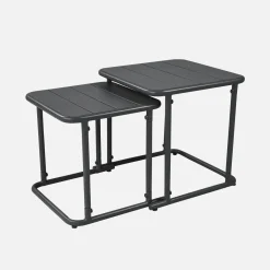 Mesa nido bistró cuadrada para exterior en acero