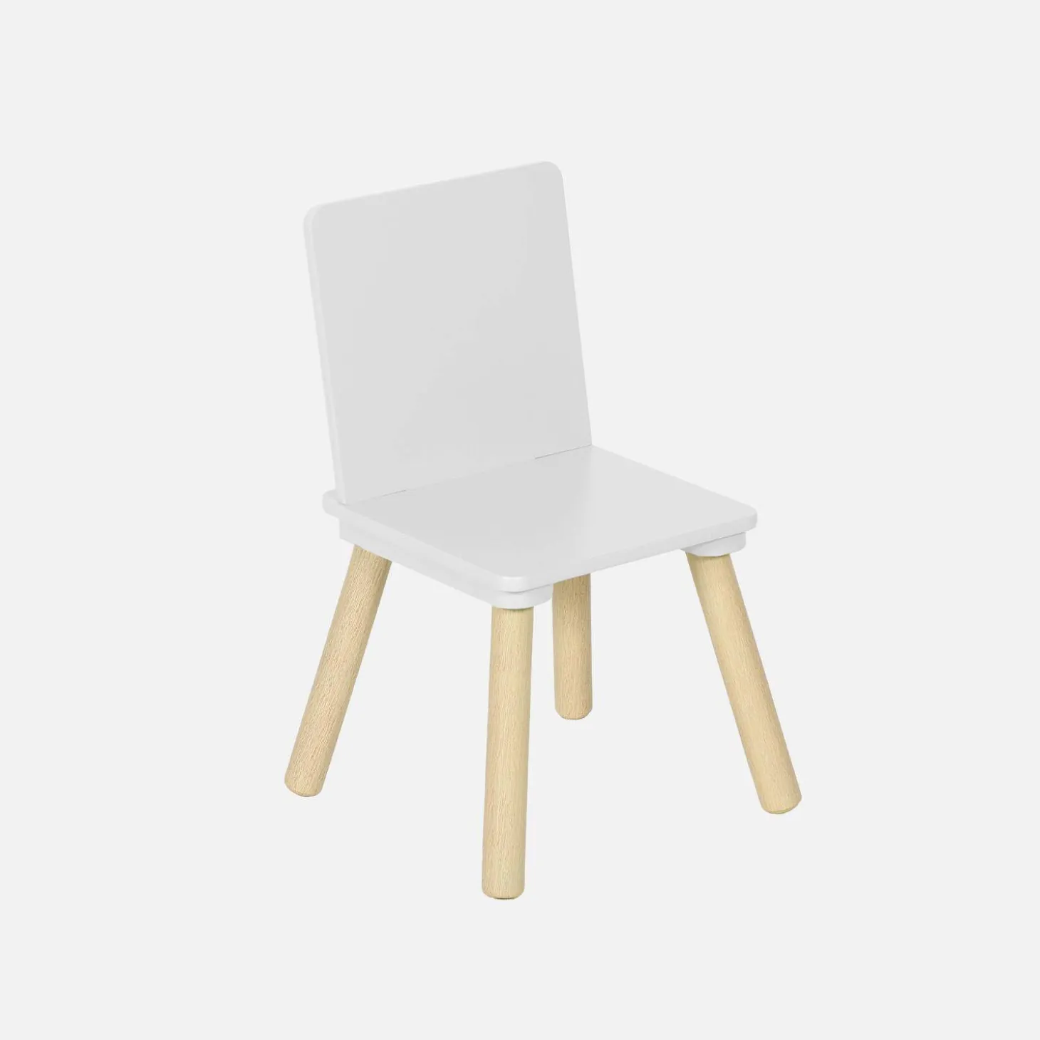 Mesa rectangular infantil de madera de pino, 4 sillas