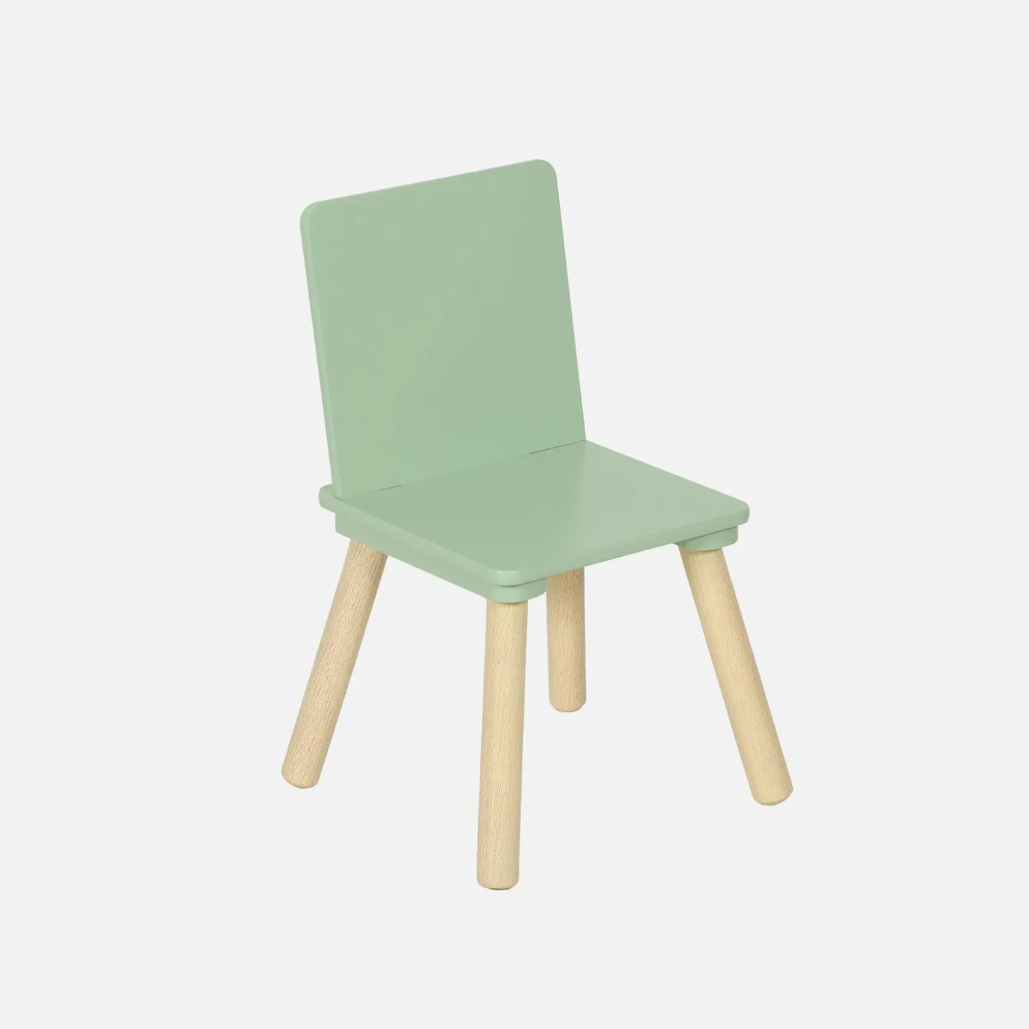 Mesa rectangular infantil de madera de pino, 4 sillas