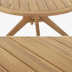 Mesa redonda de jardín de madera de acacia, 6 plazas