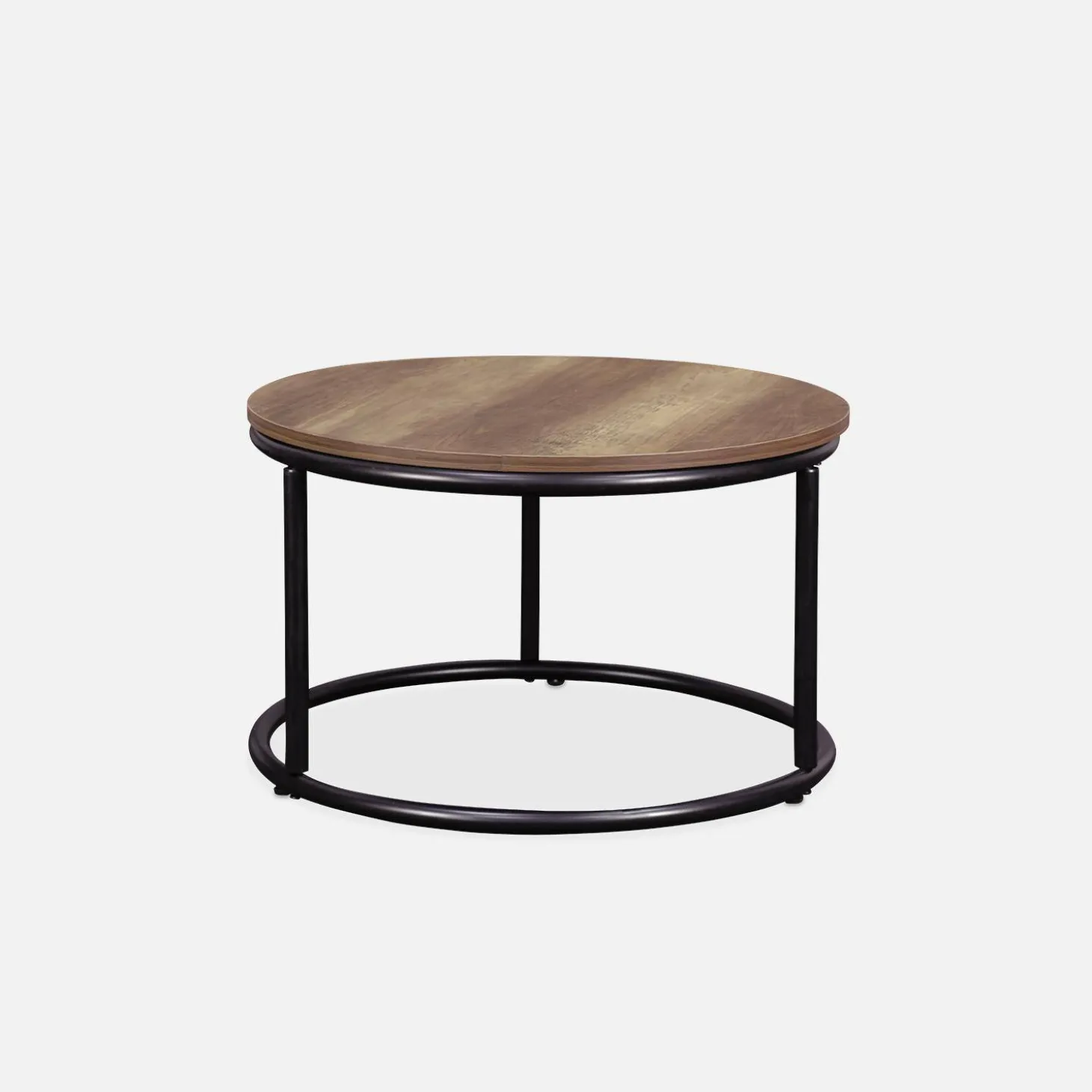 Mesa redonda nido con efecto madera, set de 2