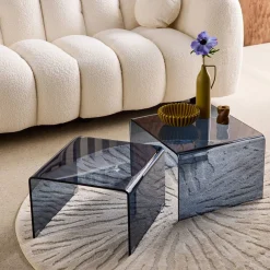 Mesas nido rectangulares y cuadradas de cristal templado