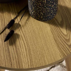 Mesas nido vintage redondas con efecto madera, set de 2
