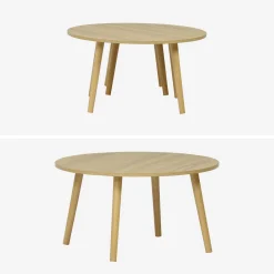 Mesas nido vintage redondas con efecto madera, set de 2