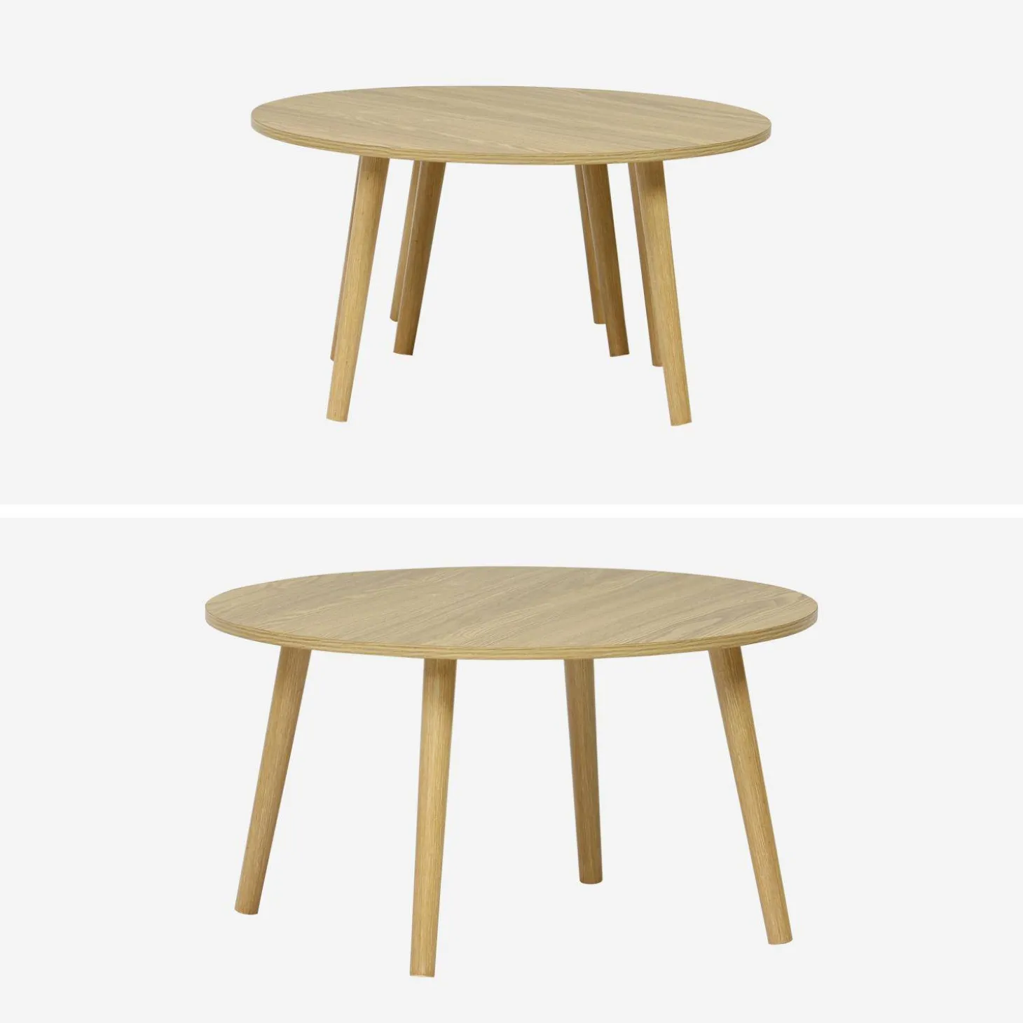 Mesas nido vintage redondas con efecto madera, set de 2