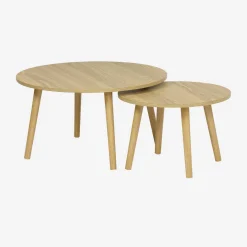 Mesas nido vintage redondas con efecto madera, set de 2