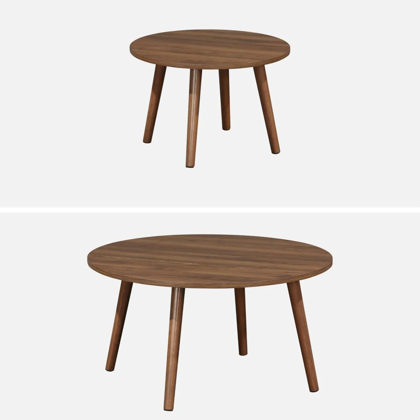 Mesas nido vintage redondas con efecto madera, set de 2