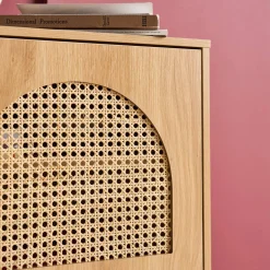 Mesita de madera y caña, 1 puerta