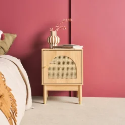 Mesita de madera y caña, 1 puerta