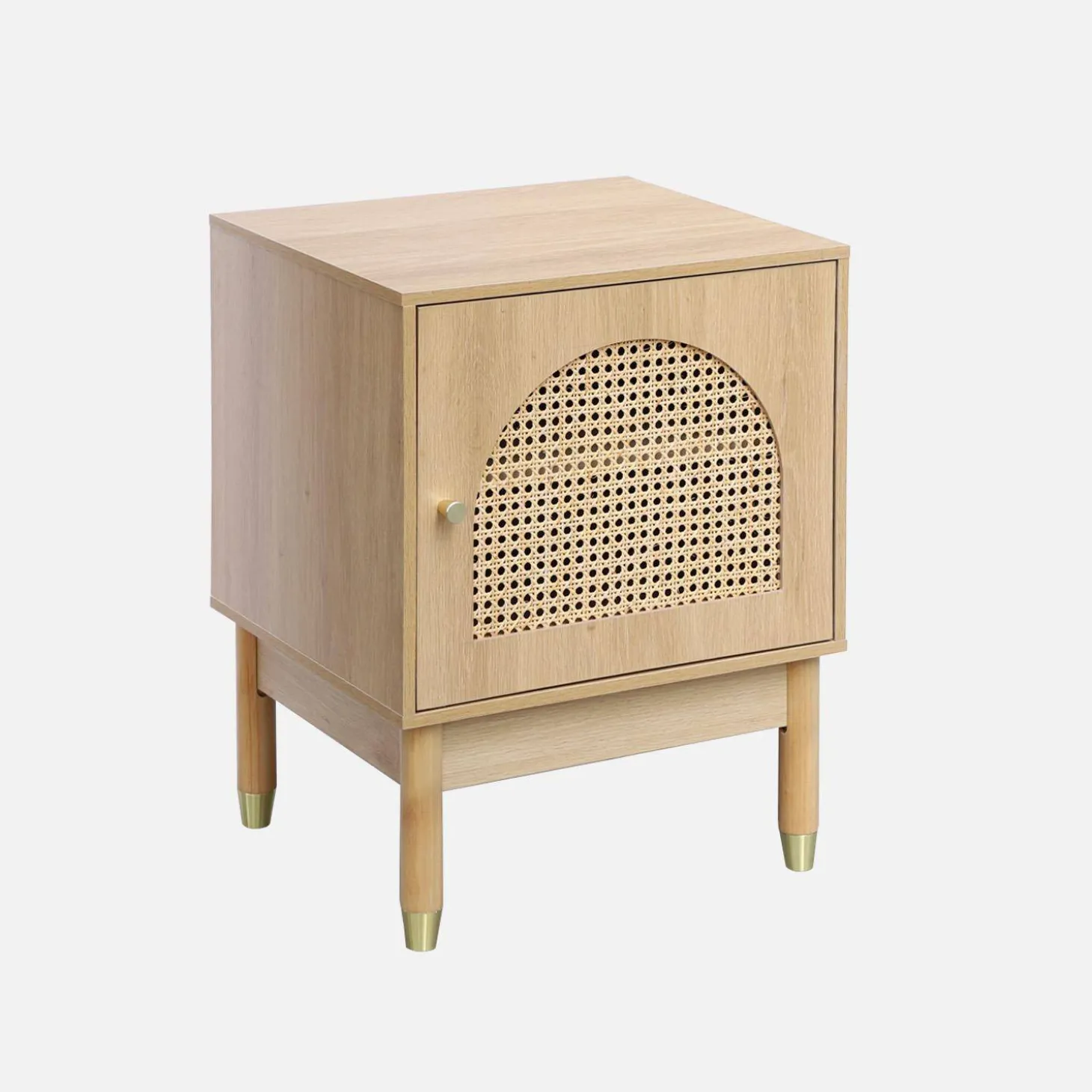 Mesita de madera y caña, 1 puerta