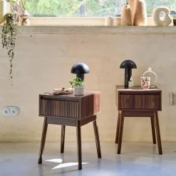 Mesita de noche de 1 cajón con efecto madera, set de 2