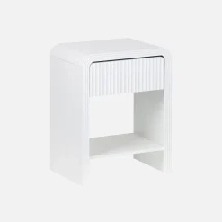 Mesita de noche acanalada efecto madera 1 cajón, 1 estante