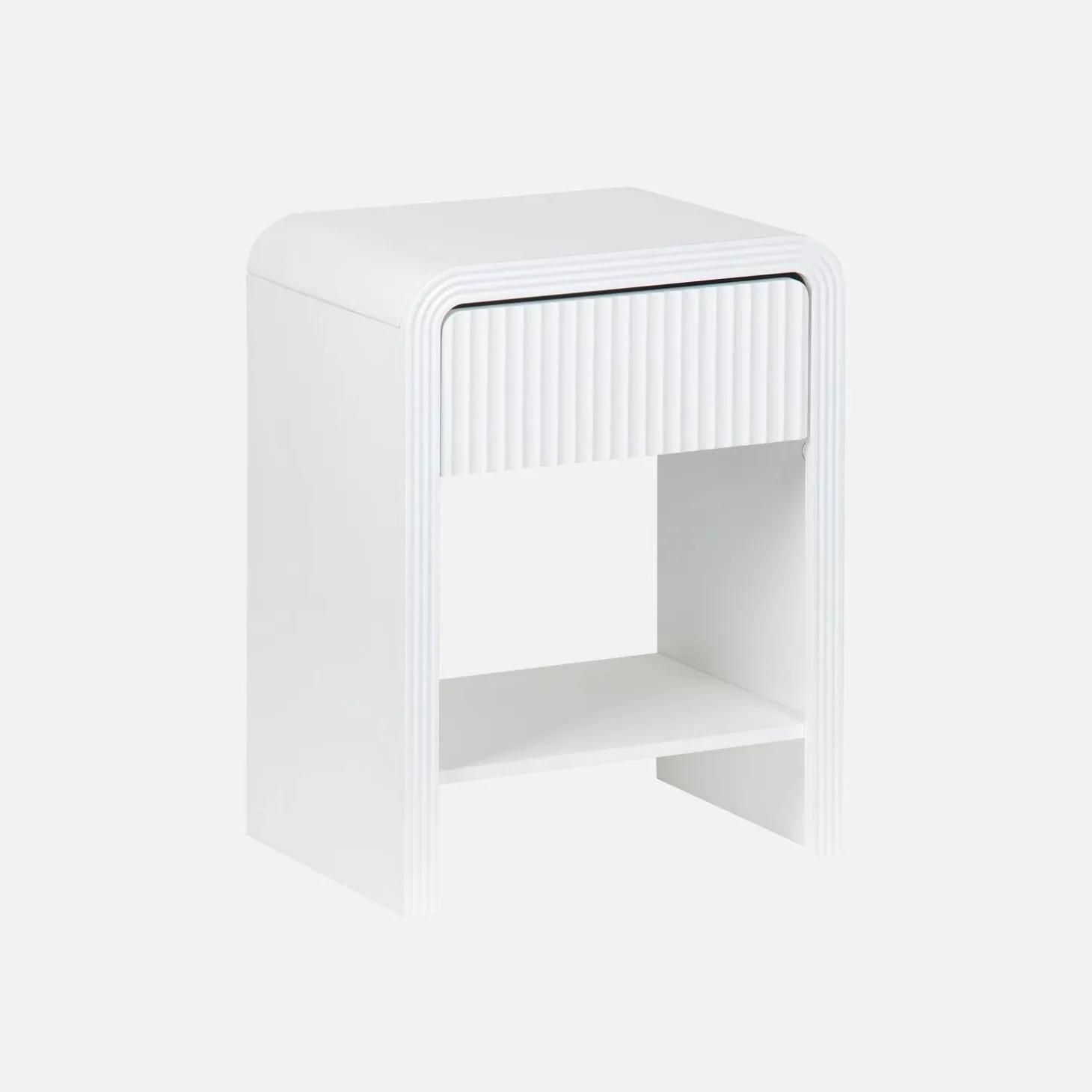 Mesita de noche acanalada efecto madera 1 cajón, 1 estante