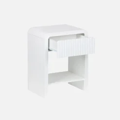 Mesita de noche acanalada efecto madera 1 cajón, 1 estante