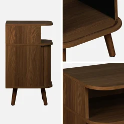 Mesita de noche con 2 puertas correderas y 1 nicho, set de 2