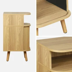 Mesita de noche con 2 puertas correderas y 1 nicho, set de 2