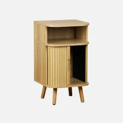 Mesita de noche con 2 puertas correderas y 1 nicho, set de 2