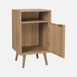 Mesita de noche con efecto madera y caña redondeada