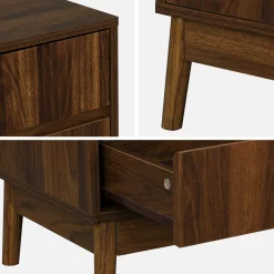 Mesita de noche con efecto madera, 2 cajones