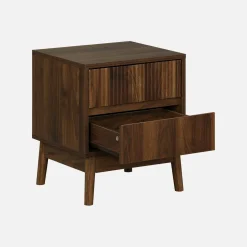 Mesita de noche con efecto madera, 2 cajones