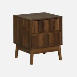Mesita de noche con efecto madera, 2 cajones
