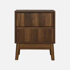 Mesita de noche con efecto madera, 2 cajones