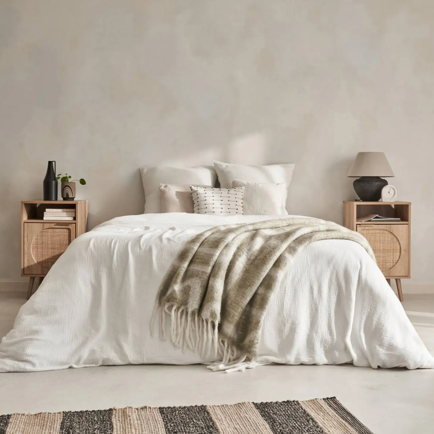 Mesita de noche con efecto madera, set de 2
