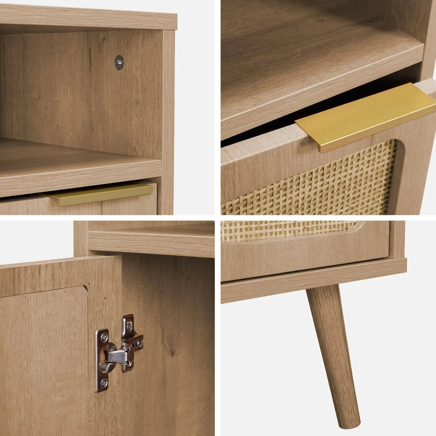 Mesita de noche con efecto madera, set de 2