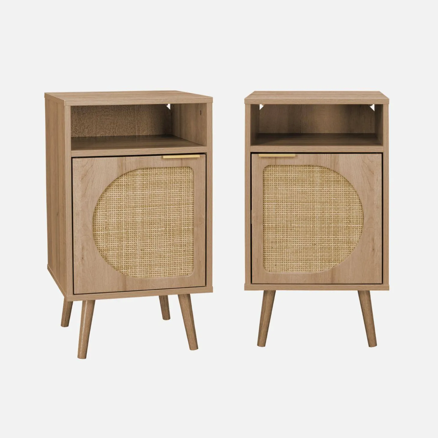 Mesita de noche con efecto madera, set de 2