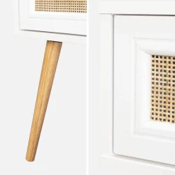 Mesita de noche de 1 cajón con efecto madera y caña
