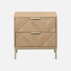 Mesita de noche de efecto madera con dibujo de espiga