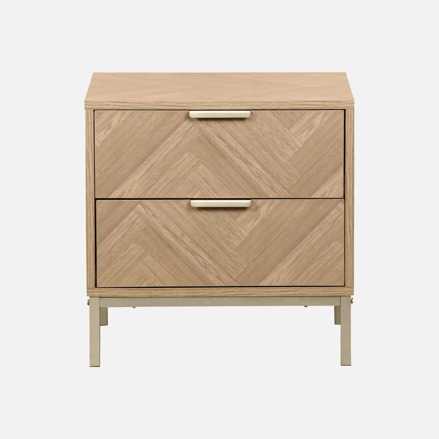 Mesita de noche de efecto madera con dibujo de espiga