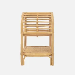 Mesita de noche de ratán natural curvado, set de 2