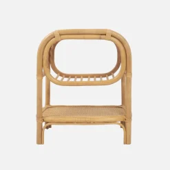 Mesita de noche de ratán natural curvado, set de 2