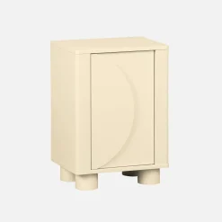 Mesita de noche efecto madera de mango con 1 puerta reversible