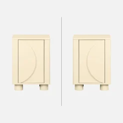 Mesita de noche efecto madera de mango con 1 puerta reversible