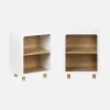 Mesita de noche efecto madera con 2 huecos, set de 2