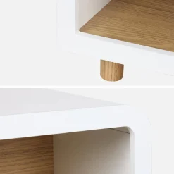 Mesita de noche efecto madera con 2 huecos, set de 2
